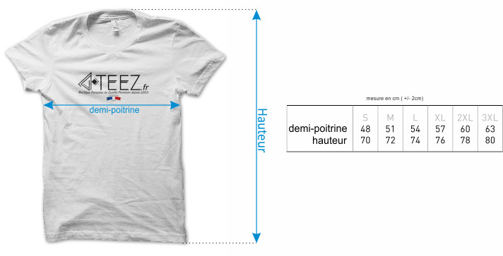 Guide des tailles tee shirt originaux teez.fr